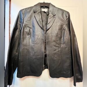 Kim Rogers Black Genuine Leather Blazer Jacket Size Medium